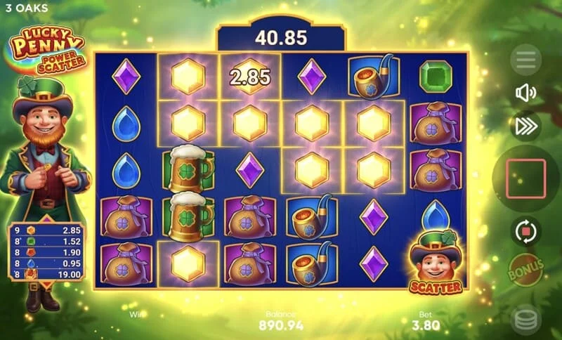 Lucky Penny Power Scatter - Alapjáték kaszkád eltűnésekkel és halmozódó szorzóval