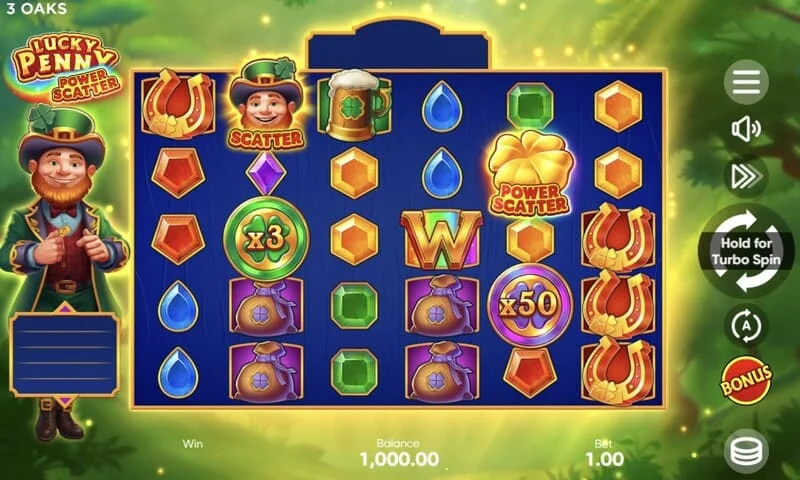 Lucky Penny Power Scatter - Power Scatter szimbólum arany érmével és világítással